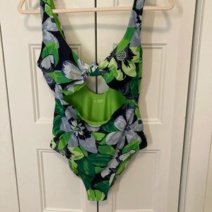 Aerie cut out one piece with tropical print